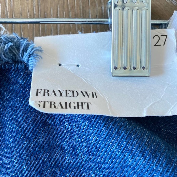 WE WORE WHAT Indigo  Frayed Waist Straight Leg Jean, FF0633 - Picture 8 of 12